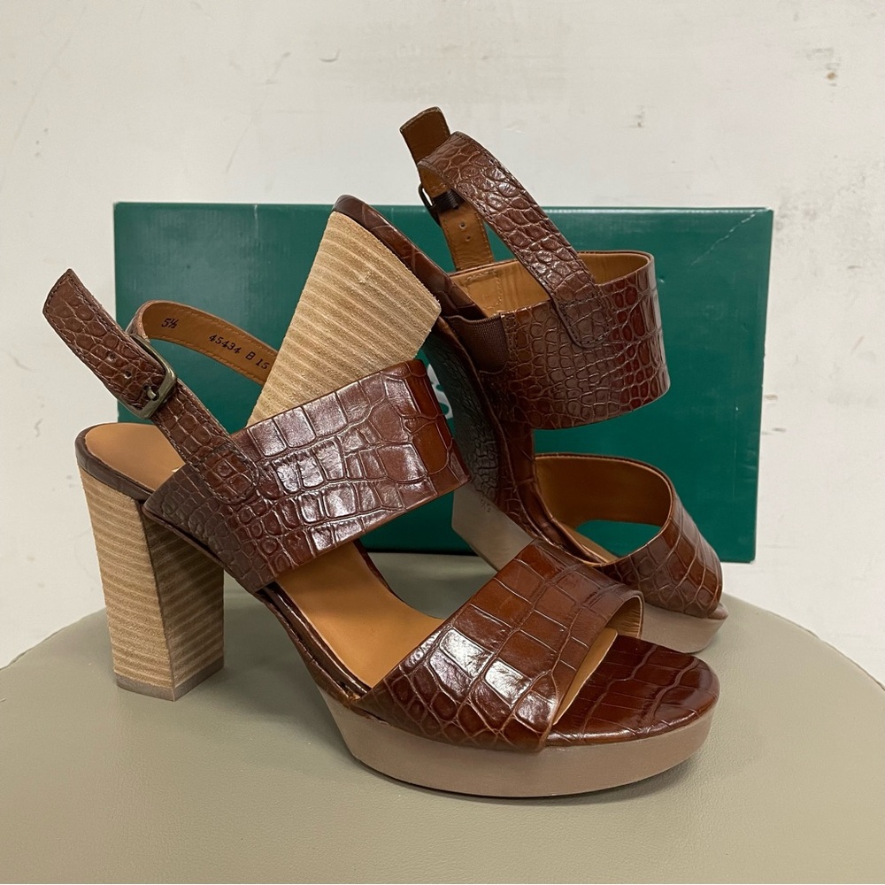 PAUL GREEN AMANDA BROWN CROCO HEEL SZ 8